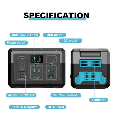 1500W 1380Wh 가지고 다닐 수 있는 비상전원 공급 배터리 순수 사인파